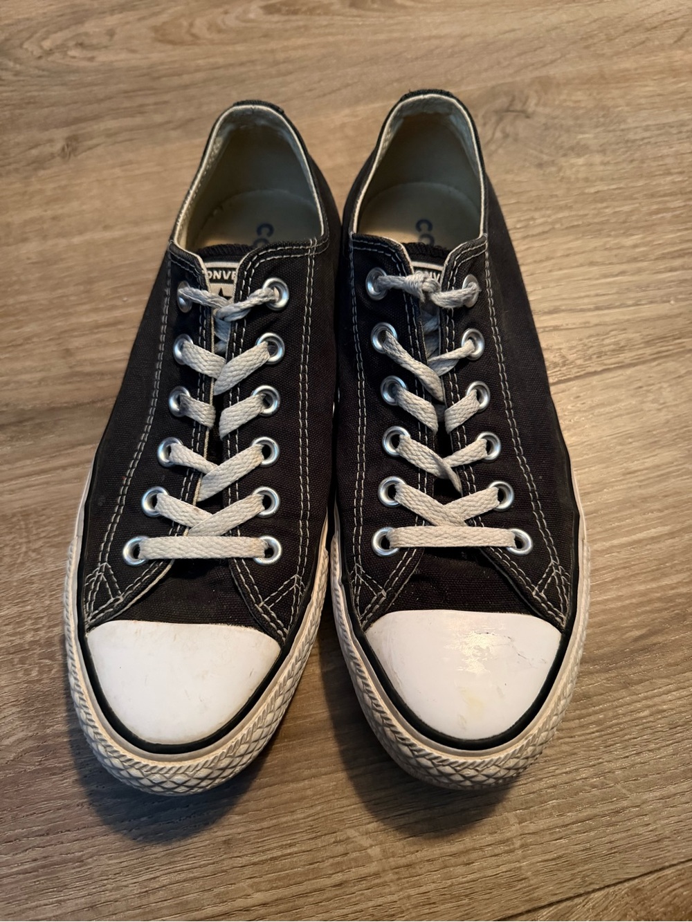 Converse Black Low Top Canvas Sneakers with White Accents